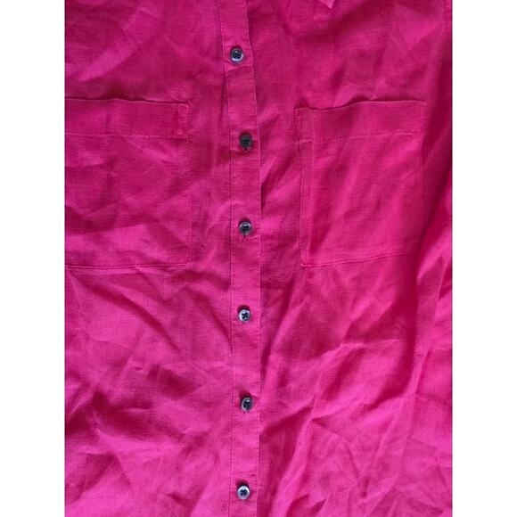 🌺 Boden 100% Linen Button-Up Shirt in Coral Size 10 - Picture 3 of 5